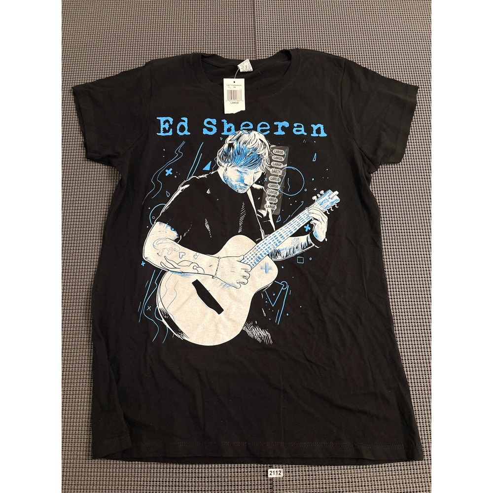 Ed Sheeran Divide Album Release T-Shirt Black Blue Graphic Tee Large 2017